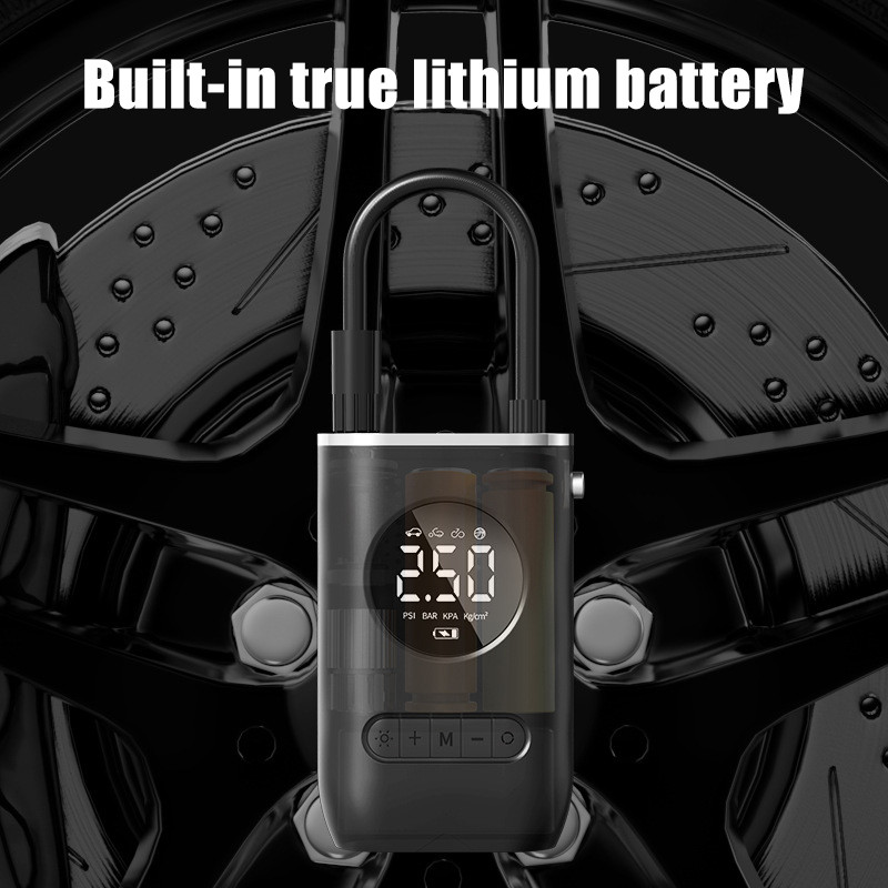 Pompă de aer Mini portabil, umflator electric cu autoalimentare Pompă de aer, cu încărcare fără fir, afișaj digital
