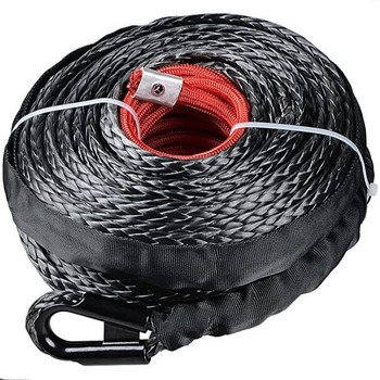 Въже за лебедка Линеен кабел с обвивка Сиво синтетично въже за теглене 29m12000LBs Връв за поддръжка на автомивка за ATV UTV Off-Road
