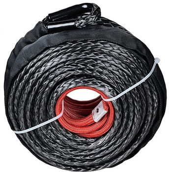Въже за лебедка Линеен кабел с обвивка Сиво синтетично въже за теглене 29m12000LBs Връв за поддръжка на автомивка за ATV UTV Off-Road