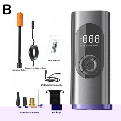 Afișaj digital inteligent, cu dublă utilizare, montat pe vehicul, umflator ridicat, pompă portabilă, umflare anvelope, pompă de umflare G5I1