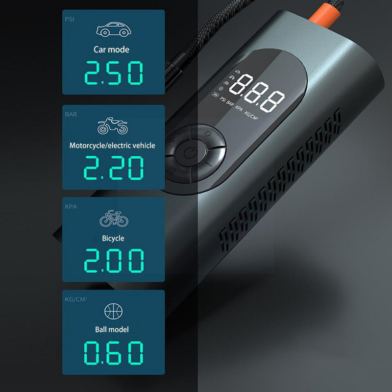 Afișaj digital inteligent, cu dublă utilizare, montat pe vehicul, umflator ridicat, pompă portabilă, umflare anvelope, pompă de umflare G5I1