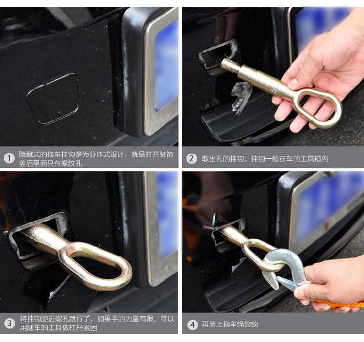 4M Heavy Duty 5 tonų automobilio vilkimo trosas, vilkimo lyno juostos kabliukai furgono kelio atstatymas, skirtas Audi Benz Buick Skoda Mazda Ford Toyota BMW