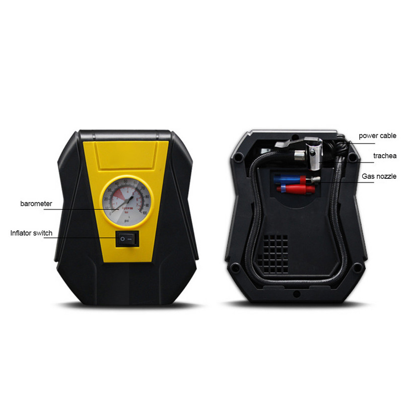 Pompă de umflare a anvelopelor pentru mașină electrică 12V compresor de aer portabil gonflabil pentru urgență în aer liber TD326