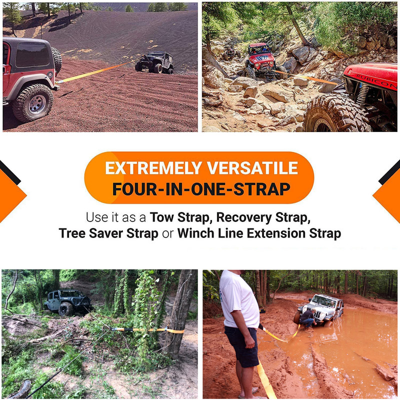 Komplet traka za vuču za teške uvjete rada D prsten okovi Uže za vuču izvan ceste u nuždi Pojas za prikolicu Ojačana petlja Rukavice Torba za pohranu