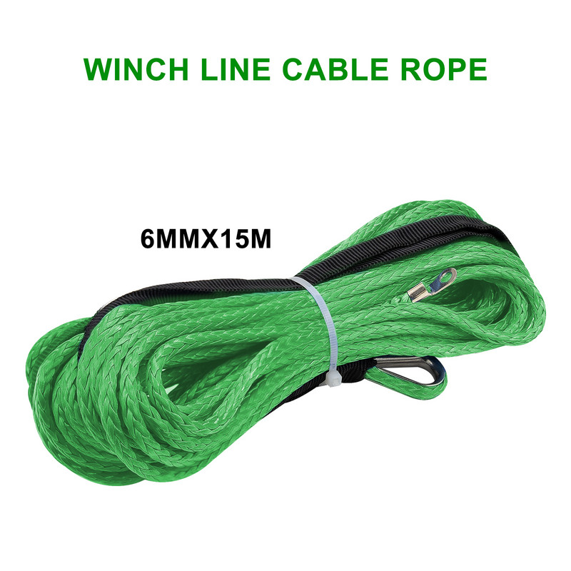 15m /6mm Βαρούλκο ρυμούλκησης Σχοινί Σχοινί Σχοινιού Συνθετική Ίνα 5500lbs/7000lbs/7700lbs Για προϊόντα αυτοκινήτου Jeep ATV UTV SUV 4X4 4WD