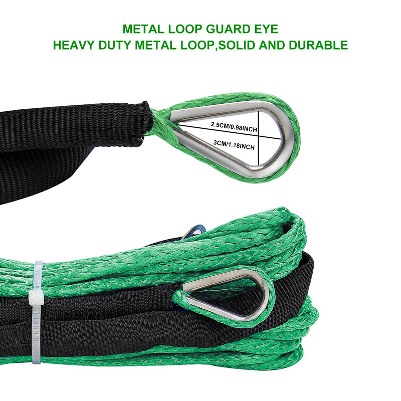 15m /6mm Βαρούλκο ρυμούλκησης Σχοινί Σχοινί Σχοινιού Συνθετική Ίνα 5500lbs/7000lbs/7700lbs Για προϊόντα αυτοκινήτου Jeep ATV UTV SUV 4X4 4WD