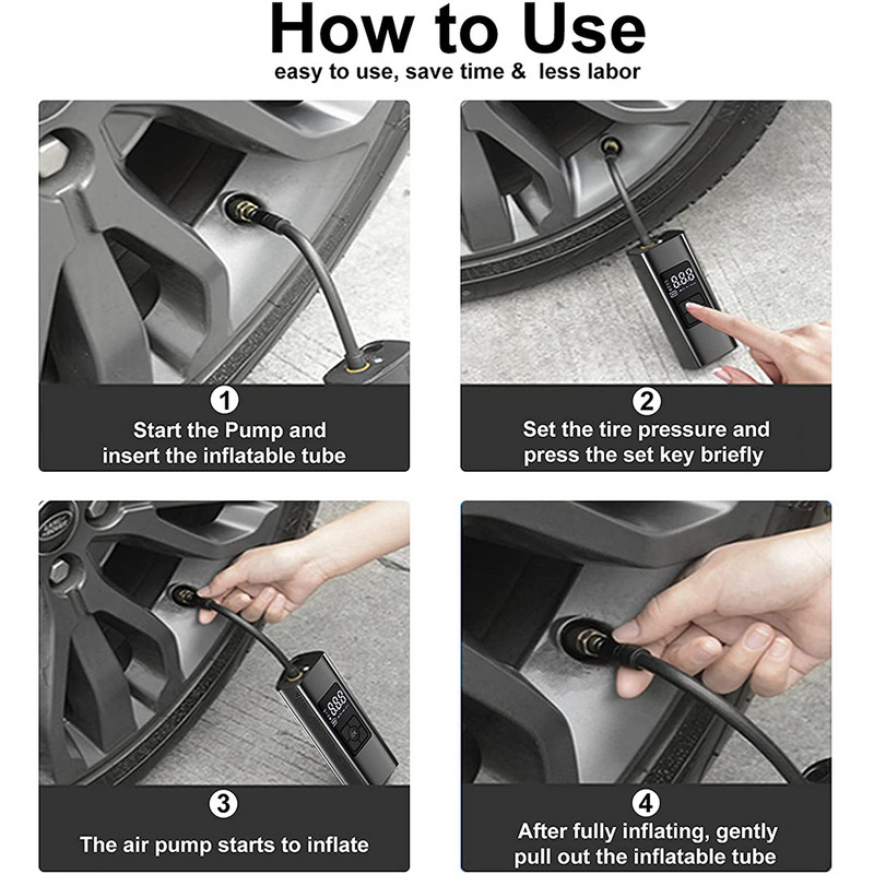 Kaasaskantav elektriline rehvide auto õhupumba kompressor 12v juhtmeta täispuhuja täispuhutav jalgratta jaoks mootorratta jalgratta rehvid palli jalgpall