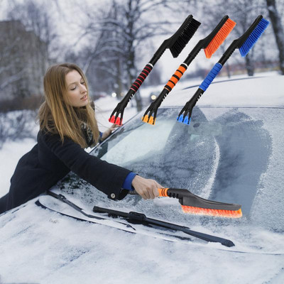 Ziemas automašīnas vējstikla ledus skrāpis stikla sniega birste pagarināms nerūsējošā tērauda sniega tīrīšanas līdzekļa tīrīšanas līdzeklis slotas mazgāšanas piederumi
