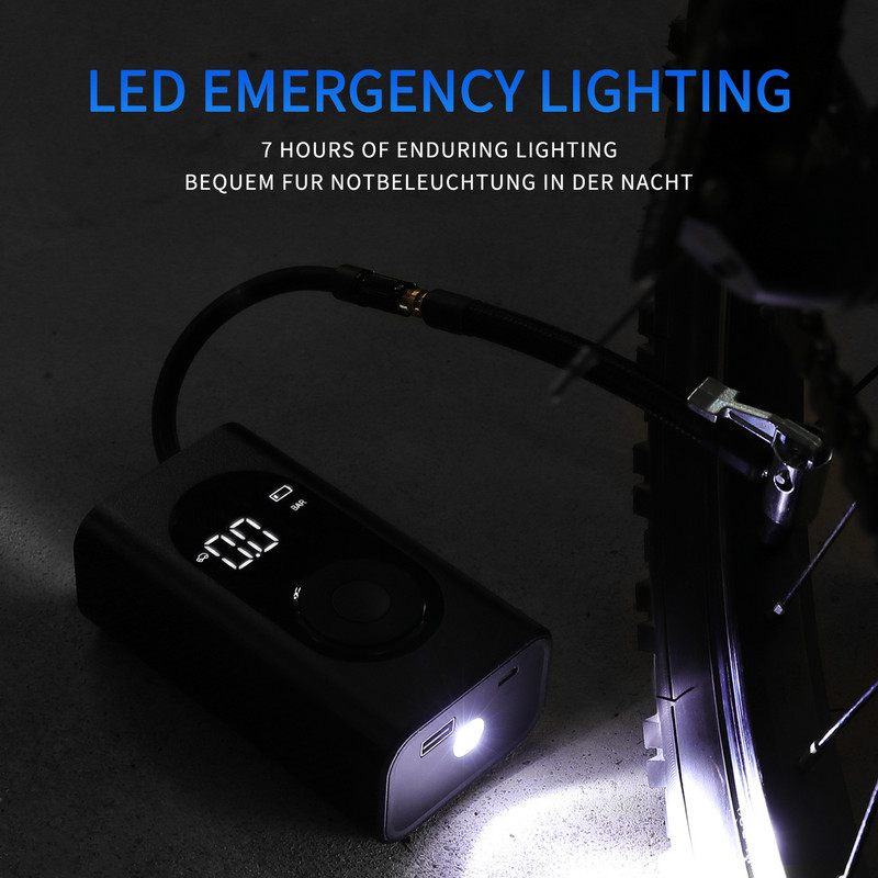 Αντλία αεροσυμπιεστή αυτοκινήτου WONVON με οθόνη LCD LED φως Κατάλληλο για αυτοκίνητα Ποδήλατα Μπάλες Μοτοσικλέτες Τηλέφωνα