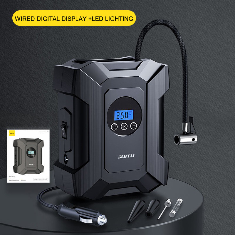 Compresor pentru pompa de compresie a anvelopelor pentru autoturisme Compresor portabil de aer pentru autoturisme Pompa digitala de umflare a anvelopelor Lampa LED