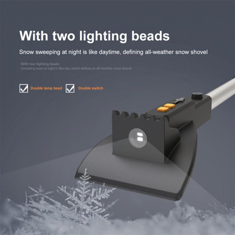 Χειμερινό φτυάρι αυτοκινήτου EVA επεκτάσιμο & περιστρεφόμενο Snow Brush Snow Scraper Εργαλείο καθαρισμού χιονιού με φώτα LED Αξεσουάρ αυτοκινήτου