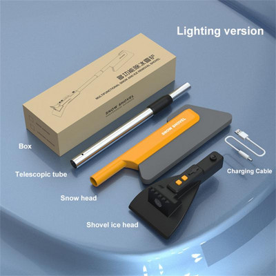 Četri vienā automašīnas sniega tīrīšanas lāpsta sniega slota EVA pagarināma un grozāma sniega suka ledus skrāpis sniega tīrīšanas rīks ar LED gaismām