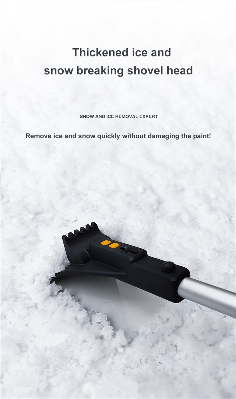 Četri vienā automašīnas sniega tīrīšanas lāpsta sniega slota EVA pagarināma un grozāma sniega suka ledus skrāpis sniega tīrīšanas rīks ar LED gaismām