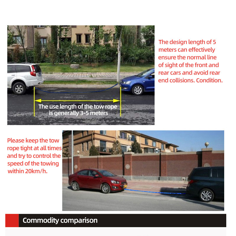 Σχοινί για ρυμουλκούμενο αυτοκινήτου 4 μέτρα 5 τόνους ατσάλινο σύρμα ρυμουλκούμενο με γάντζο ρυμούλκησης, εξοπλισμός έκτακτης ανάγκης αυτοοδήγησης, ισχυρό σχοινί