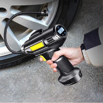 Автомобилен въздушен компресор Електрически автомобили Инфлатор за гуми Безжична ръчна автомобилна надуваема помпа 120 W Преносима с LED светлина за кола