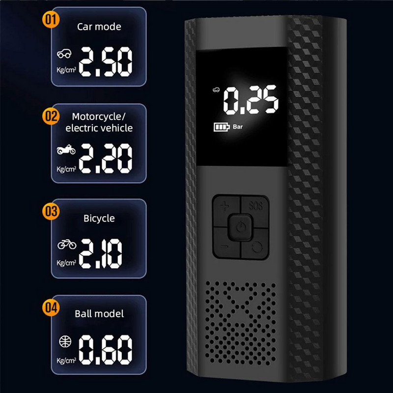 Pompă portabilă de umflare pentru mașină Lumină de urgență cu LED 150 PSI electrică pentru anvelope Pompă gonflabilă pentru anvelope Model 2