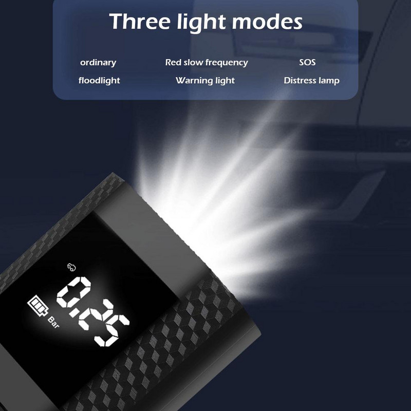 Pompă portabilă de umflare pentru mașină Lumină de urgență cu LED 150 PSI electrică pentru anvelope Pompă gonflabilă pentru anvelope Model 2