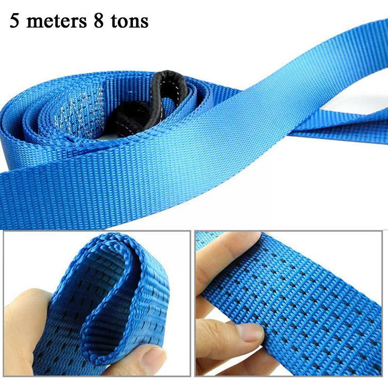 8 tonų gervės vilkimo trosas, vilkimo diržas, automobilio vilkimo lynas su kabliukais, skirtas sunkiasvorių automobilių atkūrimo diržų rinkinys visureigio vilkimo priedai