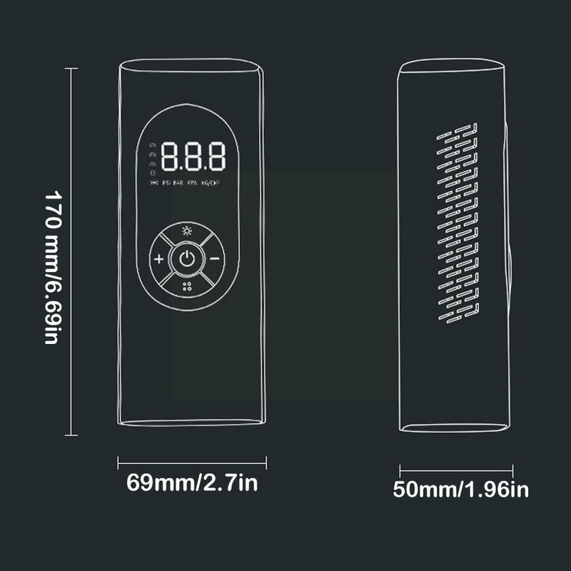 6000 mAh 150 PSI nešiojamas automobilio oro kompresorius LCD skaitmeninis ekranas Laidinis / belaidis padangų pripūtimo siurblys, skirtas motociklo dviračiui Boa P9W5