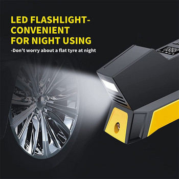 Φορητή αντλία φουσκώματος ελαστικών αυτοκινήτου Αεροσυμπιεστής αυτοκινήτου 12V Ηλεκτρικός φουσκωτής Ψηφιακή οθόνη LED Φως για μοτοσικλέτα αυτοκινήτου