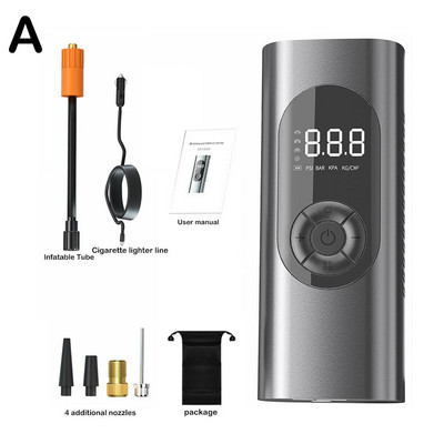 Compresor de aer portabil pentru mașină, 6000 mAh, 150 PSI, afișaj digital LCD, cu fir/ fără fir, pompă de umflare a anvelopei pentru motocicletă, bicicletă, Boa B7O2