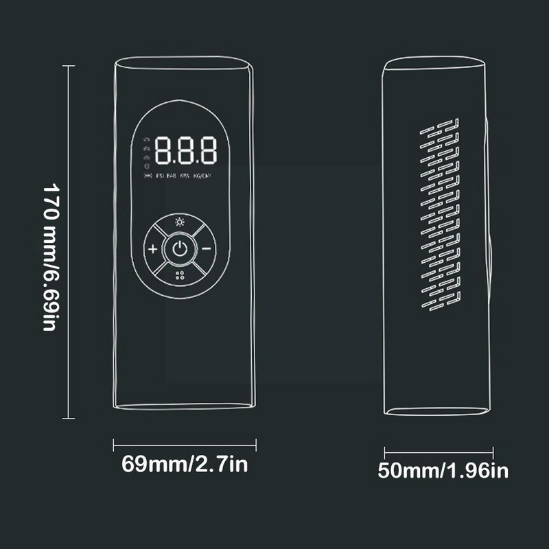 Compresor de aer portabil pentru mașină, 6000 mAh, 150 PSI, afișaj digital LCD, cu fir/ fără fir, pompă de umflare a anvelopei pentru motocicletă, bicicletă, Boa B7O2