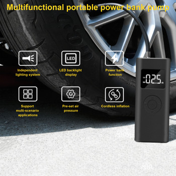 Φορητός αεροσυμπιεστής αυτοκινήτου Auto 5000mAh Ασύρματη αντλία αέρα Power Bank Digital Gauge LED Light Tire Iator Car Electronics