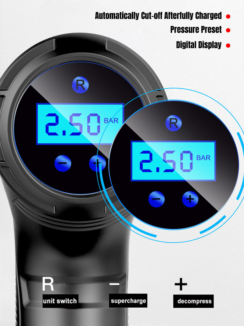 Kaasaskantav auto õhupump 120 W õhupump laetav õhukompressor digitaalne köisraudtee rehvi täitmisseadmed