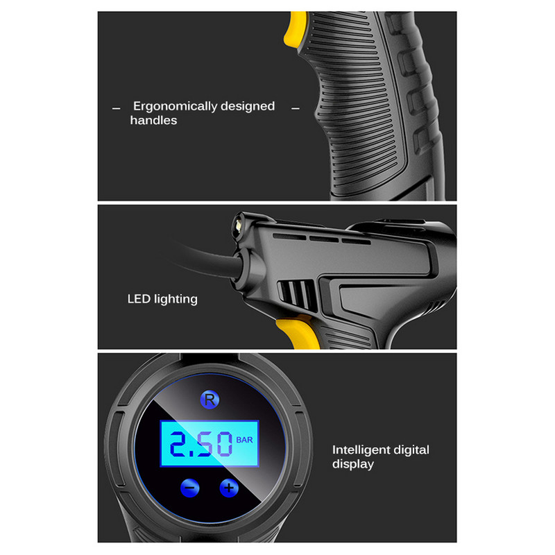 Kaasaskantav auto õhupump 120 W õhupump laetav õhukompressor digitaalne köisraudtee rehvi täitmisseadmed