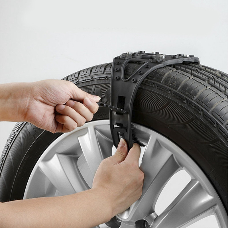 1Gb Universāla automašīnu riepu sniega ķēde, melna automašīnu riteņu pretslīdes gumijas sloksne Auto avārijas dubļu ledus riepu riteņu sniega ķēdes