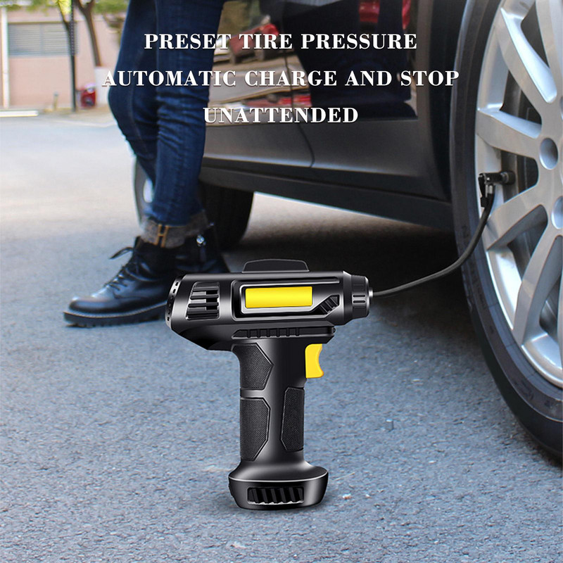 Pompă de aer reîncărcabilă pentru mașină, 120W, neagră, portabilă, USB, pentru vehicule electrice, pentru umflator anvelope model 3