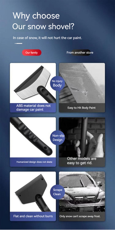 Χιονοστιβάδα αυτοκινήτου Ice Scraper Παρμπρίζ Ice Breaker Εργαλείο καθαρισμού χιονιού φτυαριού Quick Clean Βούρτσα γυαλιού χειμερινά αξεσουάρ αυτοκινήτου