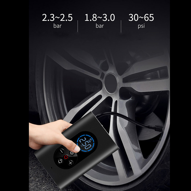 Kaasaskantav auto õhukompressor elektriline juhtmeta rehvitäite õhupump, laetav digitaalne 150 PSI auto autode mootorratta pallide jaoks