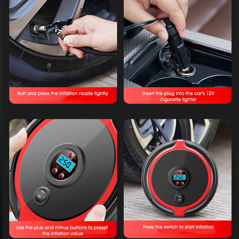CARSUN pārnēsājams automašīnas gaisa kompresors elektrisks bezvadu riepu piepūšanas gaisa sūknis, uzlādējams digitālais auto automašīnu motociklu bumbām