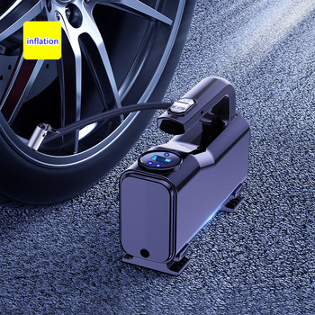 Преносим въздушен компресор за помпане на гуми - помпа за автомобилни гуми с цифров манометър (150 psi 12V DC) ярка аварийна светкавица