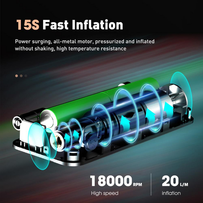 Digital Tire Inflator Mini Portable Lightable Air Compressor Πολυλειτουργική ασύρματη αντλία αέρα για ποδήλατα Car Ball