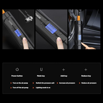 6000mAh 25 / Min φορητός αεροσυμπιεστής 12V 150 PSI Tire Inflator Ηλεκτρική αυτόματη αντλία για ποδήλατο αυτοκινήτου Ψηφιακή αντλία αέρα LED UBS LCD