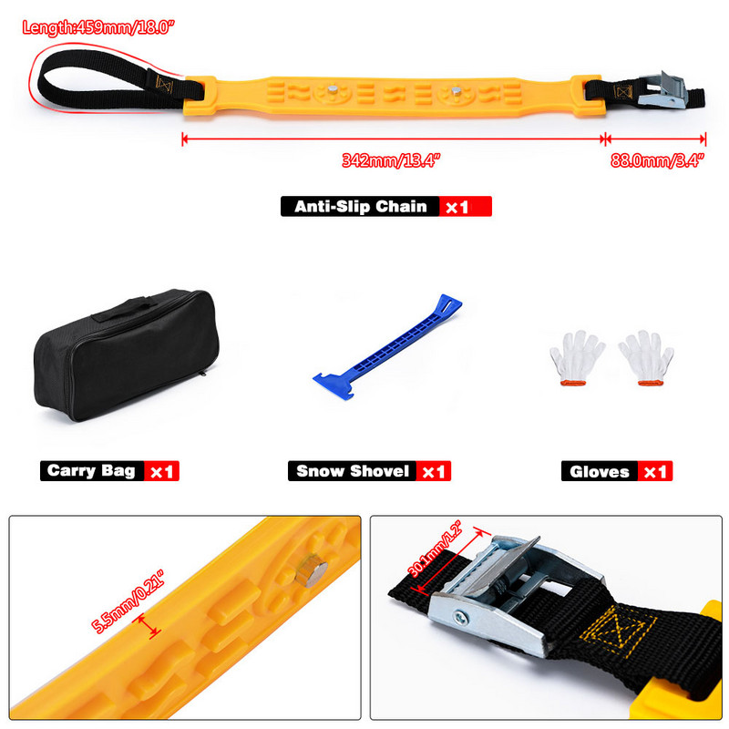 Lanțuri de zăpadă pentru cauciucuri auto din TPU, 2 bucăți, centură anti-sărire Conducere în siguranță pentru majoritatea mașinilor SUV-uri VAN Lanț de urgență în aer liber