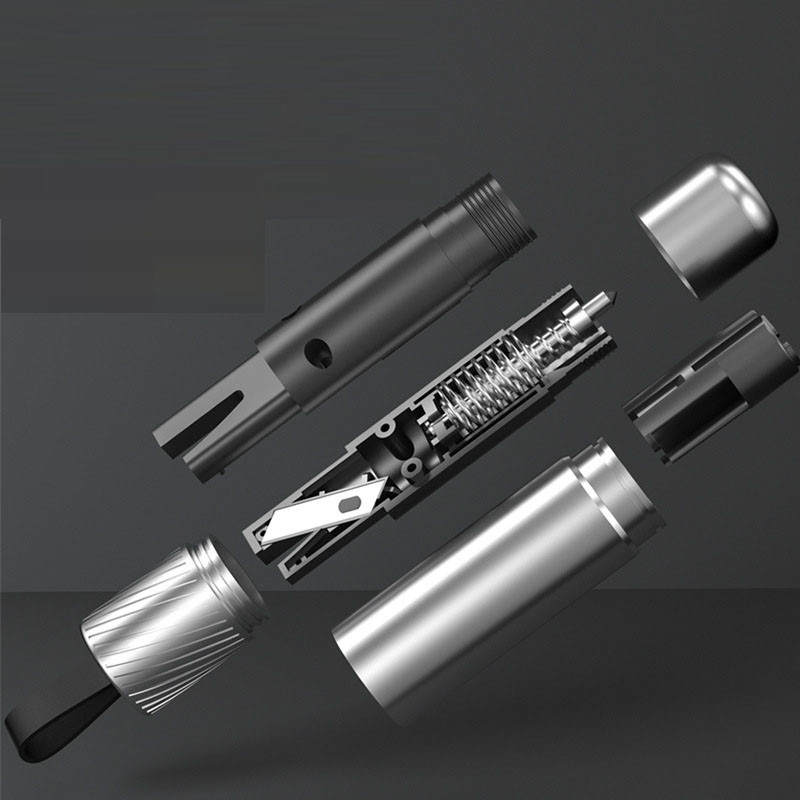 „Du viename“ automatinis avarinio pabėgimo įrankis, mini lango stiklo daužiklis, automobilio saugos diržo pjoviklis, saugos plaktukas, gelbstintis pabėgimo pjovimo peilis