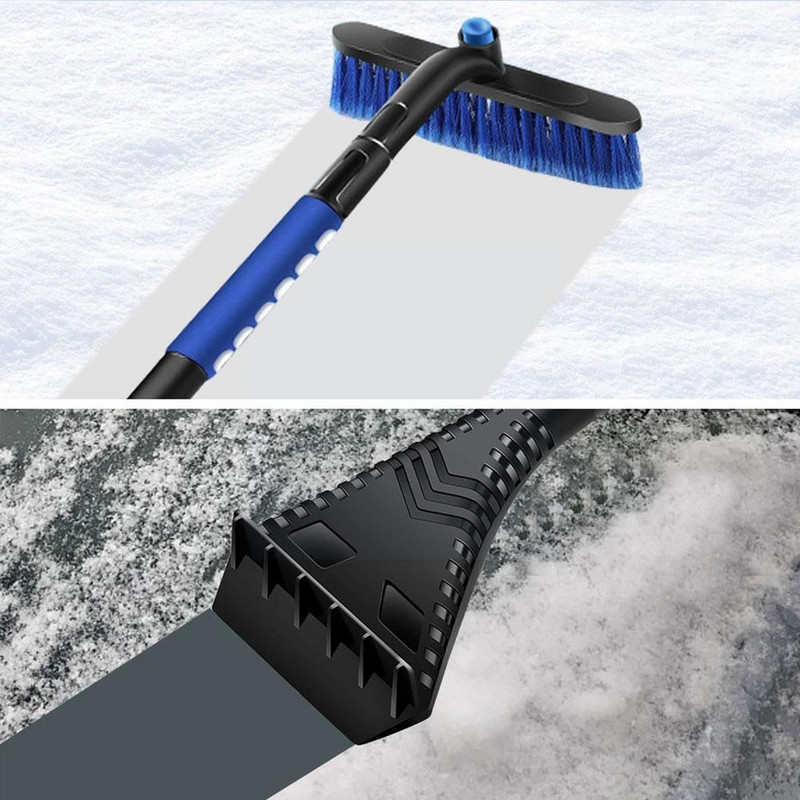 2 vienā vējstikla logu sniega tīrīšanas līdzeklis pārnēsājams automašīnas ledus skrāpis, regulējams teleskopisks tīrīšanas sniega birste ziemas auto piekļuvei K5G8