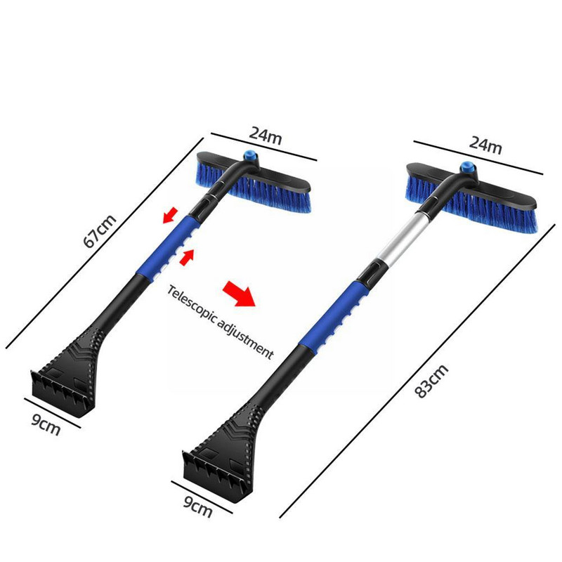 2 vienā vējstikla logu sniega tīrīšanas līdzeklis pārnēsājams automašīnas ledus skrāpis, regulējams teleskopisks tīrīšanas sniega birste ziemas auto piekļuvei K5G8