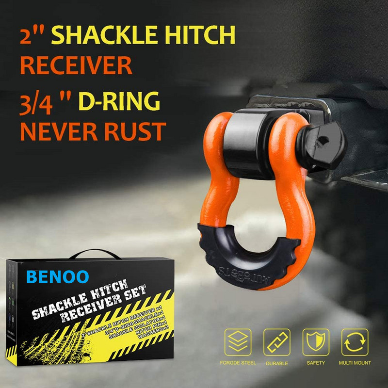 2 collu lieljaudas sakabes uztvērējs, 35 000 lbs 16 t pārrāvuma izturība ar 5/8 collu skrūvējamu tapu 3/4 važu atgūšanai bezceļa apstākļos