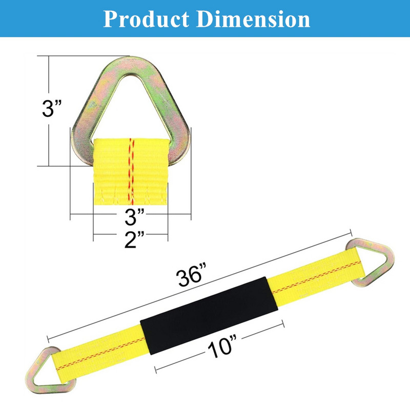 BENOO 1/2/4 komplektiga autotelje rihmad 36" x 2" Premium koos D-rõnga kaitseümbrisega 10 000 naela. Murdetugevus madalate rakenduste jaoks