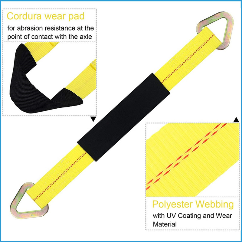 BENOO 1/2/4 komplektiga autotelje rihmad 36" x 2" Premium koos D-rõnga kaitseümbrisega 10 000 naela. Murdetugevus madalate rakenduste jaoks