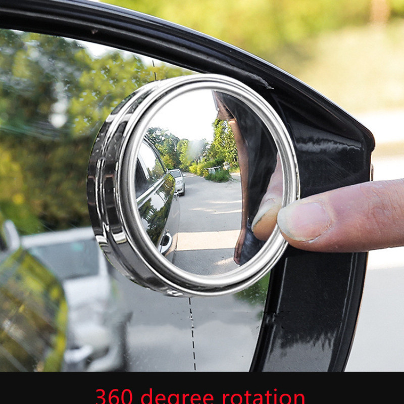 2Gb Atpakaļskata papildu spogulis automašīnas apaļais rāmis izliekts aklās zonas spogulis Braukšanas drošība Platleņķa 360 D regulējams caurspīdīgs spogulis