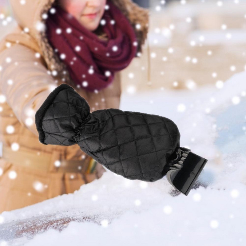 Racletă de gheață Mașină cu mănuși Parbriz Răzuitoare de gheață Perie pentru lopată de zăpadă cu mănuși calde Instrumente de îndepărtare a zăpezii pentru mașini