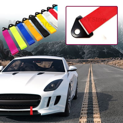 Universal Pure Color Towing Rope Racing Car Tow Eye Strap Tow Bumper Hook Bar Trailer High Strength Nylon Tow Strap