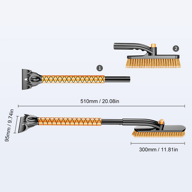 Racletă de gheață cu lopată de zăpadă pentru mașină cu perie Perie de zăpadă extensibilă Instrument multifuncțional de curățare a mașinii Dispozitiv de îndepărtare a zăpezii de gheață reglabil de iarnă