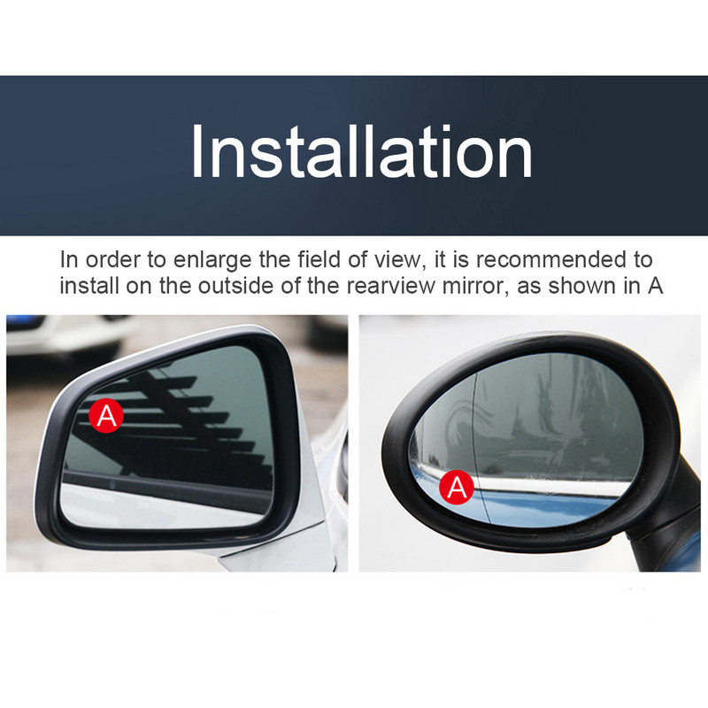 AuMoHall 1 Pair Ευρυγώνιος Κυρτός Καθρέπτης Αυτοκινήτου Πίσω Πλαϊνός Καθρέπτες Τυφλού Σημείου Οπίσθιας όψης Ορθογώνιος Στρογγυλός Καθρέφτης