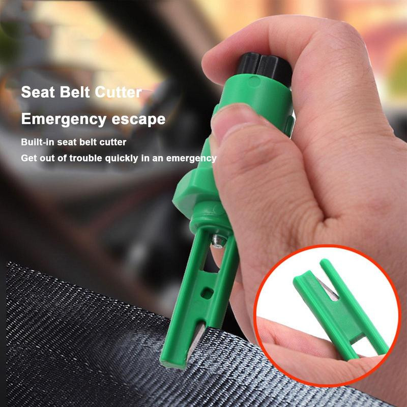 2 viename automobilio saugos plaktukas, nešiojamas 4 spalvų automobilio pabėgimo įrankis su saugos diržo pjaustytuvu Escape Hammer ABS transporto priemonės lango daužiklis